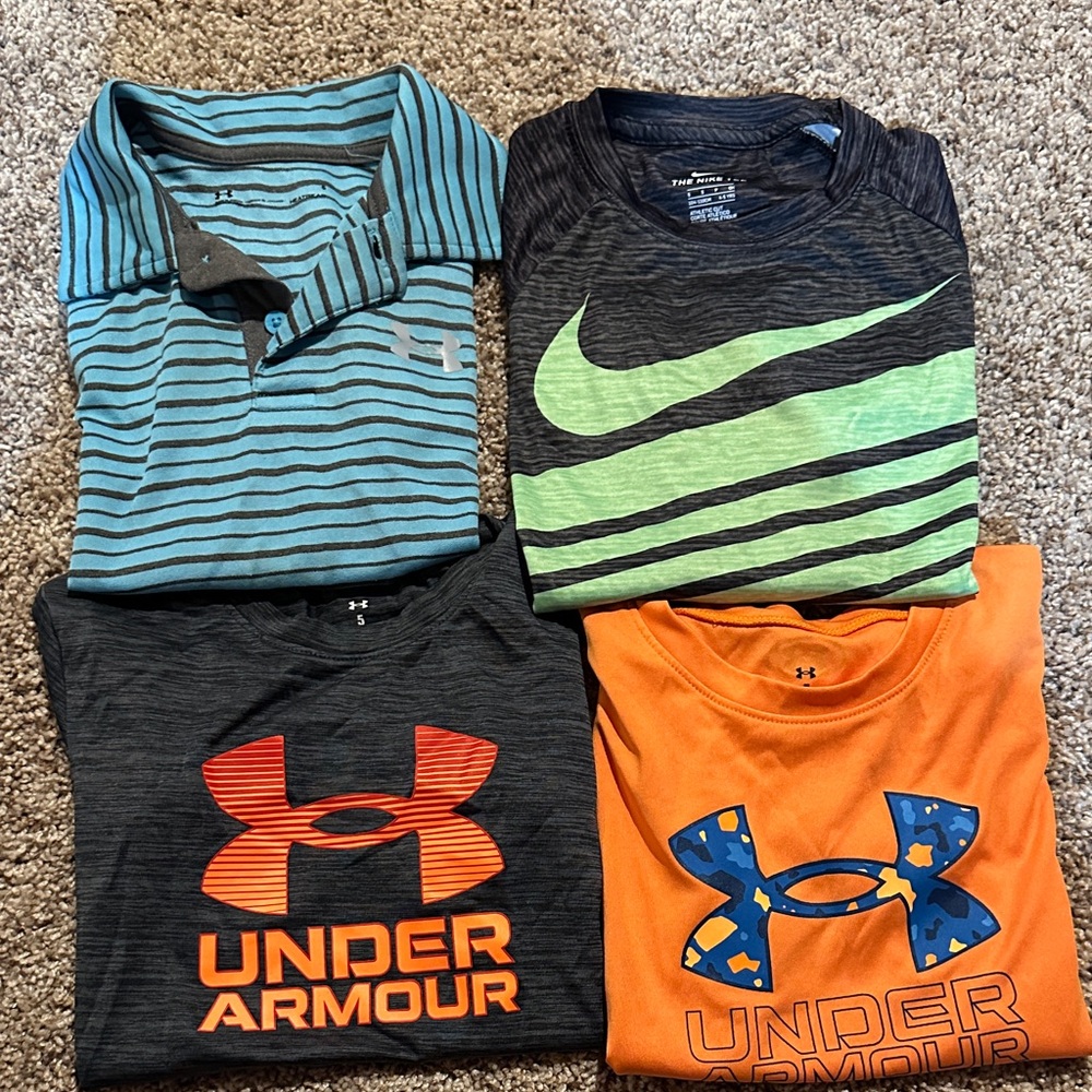 Under Armour Kids' Orange and Gray Graphic Tees
